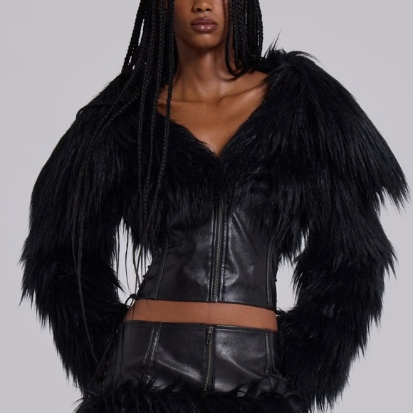 NWT Jaded London Viera Faux Fur and Leather Jacket SMALL - Picture 2 of 10
